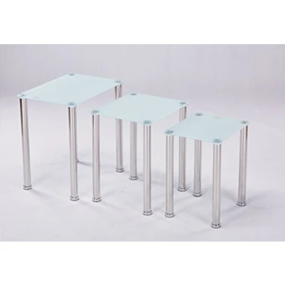 Abbildung von Euro Tische 3er Set Couchtisch Glas mit Sicherheitsglas Glastisch perfekt geeignet als Beistelltisch/Wohnzimmertisch in 3 (Weiß)