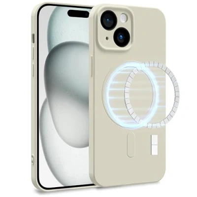 Abbildung von MyGadget Hülle für Apple iPhone 15 [ kompatibel mit MagSafe ] Zweilagige Handyhülle Kameraschutz Cover Innenfutter &amp; Silikon außen Eierschale