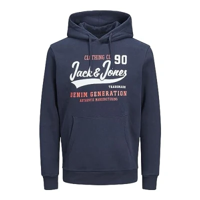 Abbildung von Jack &amp; Jones Jjelogo HOOD Kapuzenpullover, Herren, Größe: XS, Navy blazer