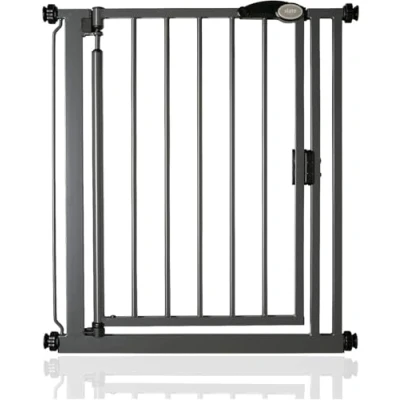 Abbildung von Safetots Druckmontage Selbstschließendes Treppengitter, Schmal, 68.5cm 75cm, Schiefergrau, Automatisch schließendes Babygitter, Sicherheitsbarriere für Kleinkinder, Einfache Installation