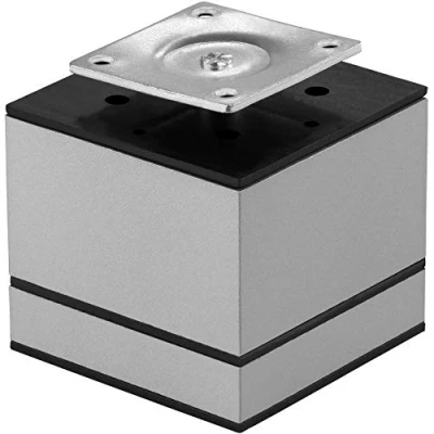 Abbildung von Gedotec Design Möbelfuß verstellbar Schrankfuß eckig Möbel Bein NIKO Sofa Fuß Höhe 58 mm Sockelfuß mit Gewinde Montageplatte Metall Silber 1 Stück Kommoden Ø 60 x