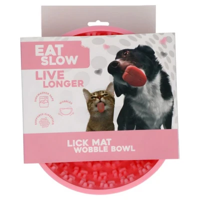Abbildung von Eat Slow Live Longer Licking Mat Wiggle Bowl Pawprints ø17 cm Schnüffelmatte Anti Schnüffelnapf Slowfeeder Belohnung Hunde und Katzen für Leckerlis Antischlingnapf Rosa