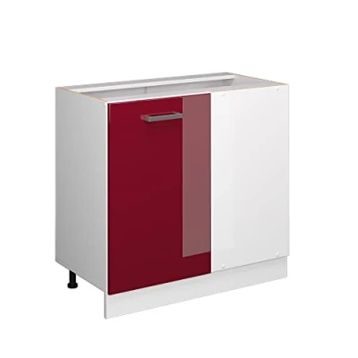 Abbildung von Vicco Eckschrank R Line, Bordeaux Hochglanz/Weiß, 86 cm ohne Arbeitsplatte