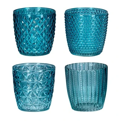 Abbildung von Levandeo® Teelichthalter, 4er Set Windlicht H7,5cm Glas Türkis Teelichthalter Tischdeko Kerzen