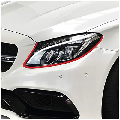 Abbildung von Devil Eye® Scheinwerferfolie rot Zierstreifen Dekor Dekorleiste Folie Flexibel für Scheinwerfer Kfz Auto Zubehör Selbstklebend KX004 (Kompatibel mit Mercedes C Klasse ab 2014)