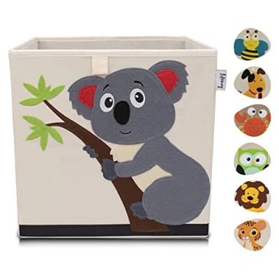 Abbildung von LIFENEY Aufbewahrungsbox Kinder mit Koala Motiv I Spielzeugbox Tiermotiv passend für Würfelregale Ordnungsbox das Kinderzimmer Aufbewahrungskorb