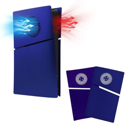 Abbildung von Mcbazel PS5 Slim Frontplattenersatz Faceplates Dauerhafte ABS Schutzersatzabdeckung mit Kühlungsventilzubehör für Playstation 5 Digital Edition Blau