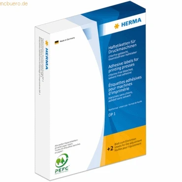 Abbildung von HERMA 2915 Haftetiketten für Druckmaschinen, 5000 Stück, 20 x 75 mm, Blattformat 168 120 DP1, selbstklebend, mit Greifer und Anlagerand, matt, blanko Papier Klebeetiketten Aufkleber, grün