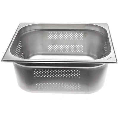 Abbildung von GN Behälter 2/3 gelocht 150 mm Höhe Edelstahl 355 x 325 Gastron Gastronormbehälter kaufen