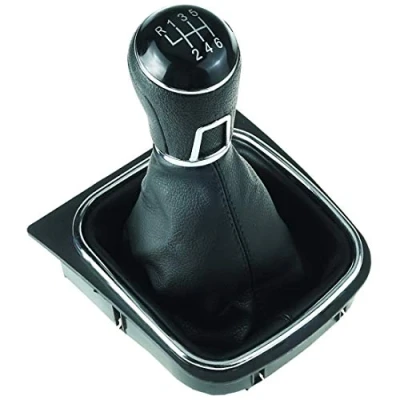 Abbildung von Do!LED Schaltknauf Schaltsack Schaltmanschette Rahmen 6 Gang schwarze Naht