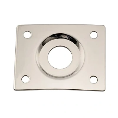 Abbildung von Musiclily Pro 10mm Stahl Gebogen Vertieft Rechteck Form Buchsenplatte für E Gitarre und Bass, Nickel
