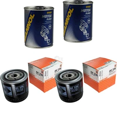 Abbildung von QR Parts Set 85705402 9900 OC 236 2x Original MAHLE/KNECHT Ölfilter + SCT Motor Flush Motorspülung