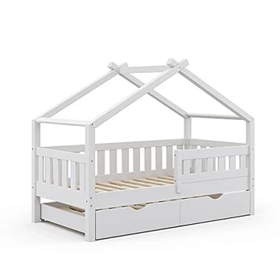 Abbildung von VitaliSpa® Hausbett Design, Weiß, 80x160 cm mit Gästebett