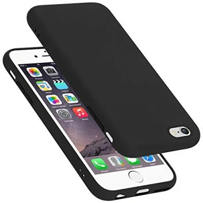 Abbildung von Cadorabo Hülle kompatibel mit Apple iPhone 6 / 6S Silikon Handyhülle für Case aus flüssigem Kratzfeste und stoßfeste dünne TPU Schutzhülle Liquid SCHWARZ