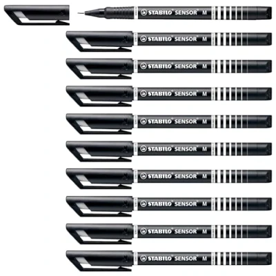 Abbildung von Fineliner mit gefederter Spitze STABILO SENSOR M medium 10er Pack schwarz