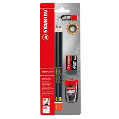 Abbildung von Bleistift Set STABILO Exam Grade Härtegrad HB 4er Pack inkl. Spitzer und Radierer