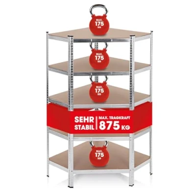 Abbildung von EASYmaxx Schwerlastregal Eckregal 180x90x40 cm, 1 tlg., 875 kg Traglast, 175 pro Ebene, Regal und Werkbank