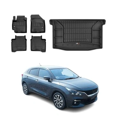 Abbildung von OMAC Fußmatten &amp; Kofferraumwanne Set kompatibel mit Suzuki Baleno 2015 2024 Gummi 5X