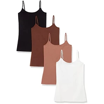 Abbildung von Amazon Essentials Damen Mieder mit schmaler Passform, 4er Pack, Braun/Hellbraun/Schwarz/Weiß, XL