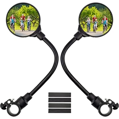 Abbildung von Fahrradspiegel, 2 Stück 360 Einstellbar und Drehbar Rückspiegel, Sicherer Convex Mirror für 22 32mm Lenker, Fahrradlenker End Spiegel Fahrrad, Mountainbikes, Rennräder