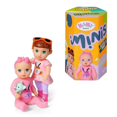 Abbildung von BABY born Minis Doppelpack mit Puppen Alex und Anna Farbwechseleffekt, Stickerbogen Accessoires, 906033 Zapf Creation, Rose