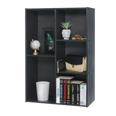 Abbildung von Iris Ohyama Bücherregal, 5 Etagen, 60cm breit, Schwarz, Vielseitig, Modular, Offenes Regal, Für Wohnzimmer, Büro, Schlafzimmer, Platzsparend, Bücher, CD, Dekor, Einfacher Aufbau, CX 23C