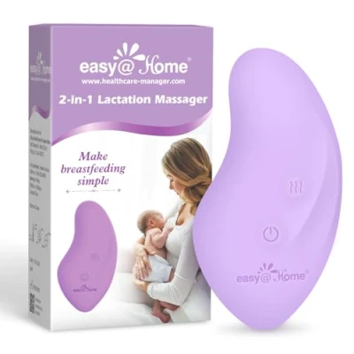 Abbildung von Easy@Home Elektrisches Brustmassagegerät 2 in 1 Laktationsmassagegerät mit Vibration und Wärme Fördert den Milchfluss Lindert Brustschmerzen Ideal für Stillende Mütter, Zuhause &amp; Unterwegs