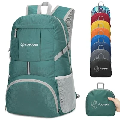 Abbildung von ZOMAKE 35L Leicht Faltbarer Rucksack Packbare Backpacks,Kleiner Faltbar Rucksäcke Wanderrucksack Wasserdicht für Damen Herren Outdoor Wandern(Dunkelgrün)