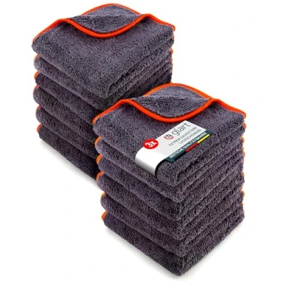 Abbildung von Glart Poliertuch Auto Trockentuch 12er Set Premium Mikrofasertücher extra saugstark &amp; ultra weich 40x40cm Mikrofasertuch Kratzfreies Trocknen polieren Mikrofaser orange