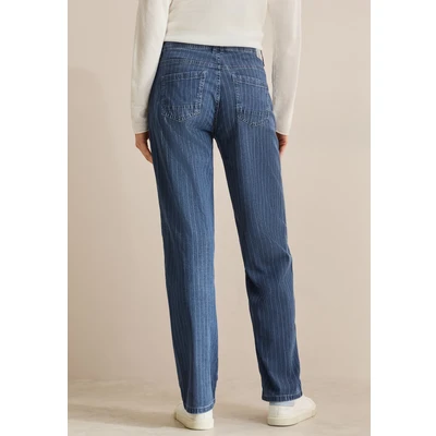 Abbildung von Cecil WIDE Streifen Jeans Straight Leg, Damen, Größe: 34x32, Blau