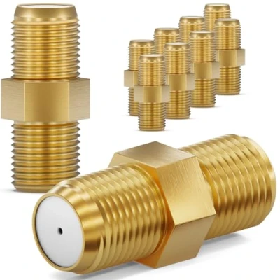 Abbildung von HB DIGITAL 10x Profi F Verbinder Buchse aus Kupfer Vergoldet HQ breite Mutter für Stecker jeder Größe 4 8,2mm Koaxial Antennenkabel Sat Kabel BK Anlagen