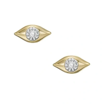 Abbildung von Fossil Damen Ohrringe, 14K Plated Clear Laboratory Grown Diamond Stud Earrings