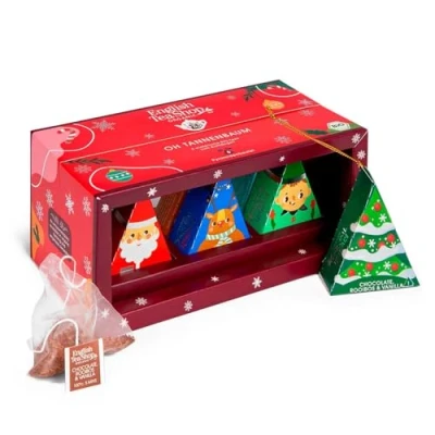 Abbildung von ETS BIO Wintertee Box &quot;Oh Tannenbaum&quot;, Tee Geschenk und Weihnachtsdeko, Wichtelgeschenk, Geschenkanhänger, 6 Pyramidenbeutel