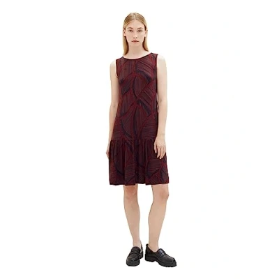 Abbildung von TOM TAILOR Damen 1039838 Jersey Kleid mit Muster &amp; Volant, 32363 navy Abstract Lines, 42