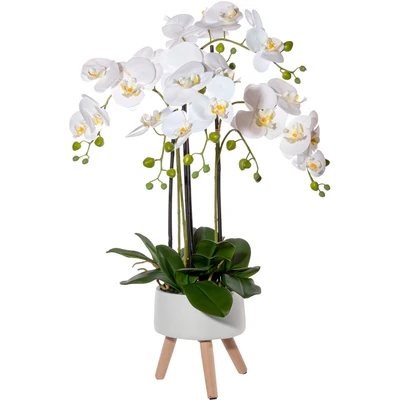 Abbildung von Creativ green Kunstorchidee &quot;Orchidee Phalaenopsis in Keramikschale&quot;, mit Real Touch Blüten und auf Füßen