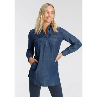 Abbildung von Arizona Jeansbluse Krempelärmel mit Riegel im Tunikastil