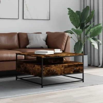 Abbildung von WEMYUFURN Couchtisch Räuchereiche 80x80x45 cm Holzwerkstoff, Couchtisch, Wohnzimmertisch, Beistelltisch für Wohnzimmer und Büro Mittelpunkt Ihr Zuhause