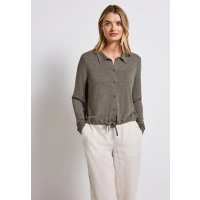 Abbildung von Street One Leinenlook Jacke Strickjacke, Damen, Größe: 34, Braun