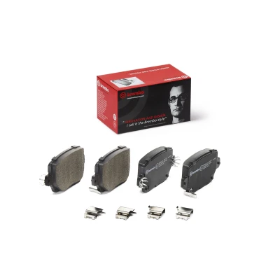 Abbildung von BREMBO P 09 030 Bremsbelagsatz mit akustischer Verschleißwarnung Anti Quietsch Blech Zubehör TESLA: Model 3, Y