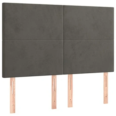 Abbildung von vidaXL 4X Kopfteil Polsterkopfteil Bettkopfteil für Bett Betthaupt Bettgestell Bettrahmen Bettzubehör Schlafzimmer Dunkelgrau 72x5x78/88cm Samt