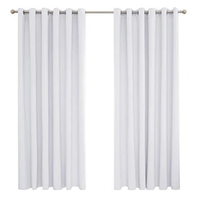 Abbildung von Deconovo Vorhang Blickdicht Verdunkelungsvorhang Gardine Wohnzimmer Thermogardine Kälteschutz Ösen, 274x229 cm(HöhexBreite), Silber Grau, 2er Set
