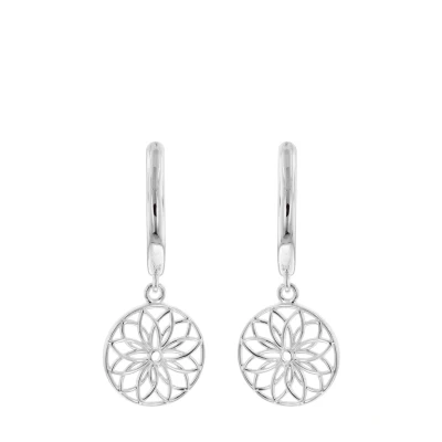 Abbildung von trendor 15920 Damen Ohrringe Lebensblume Silber 925 Klapp Creolen