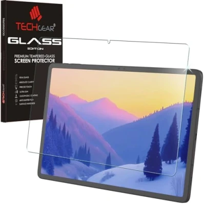 Abbildung von TECHGEAR Displayschutzfolie aus gehärtetem Glas für Galaxy Tab S9 FE 27,7 cm (10,9 Zoll), SM X510 / X516, Härtegrad 9H, HD Klarheit, kratzfest, blasenfrei, hergestellt Samsung