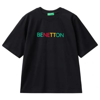 Abbildung von United Colors of Benetton Tshirt print, Damen, Größe: Small, Black