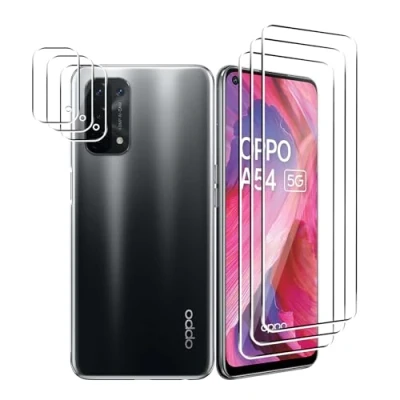 Abbildung von Ljietr 3+3 Stück Schutzfolie für OPPO A54 5G Panzer Schutz Glas, 3 Panzerfolie und Kamera Schutzglas, HD Displayschutzfolie, 9H Härte