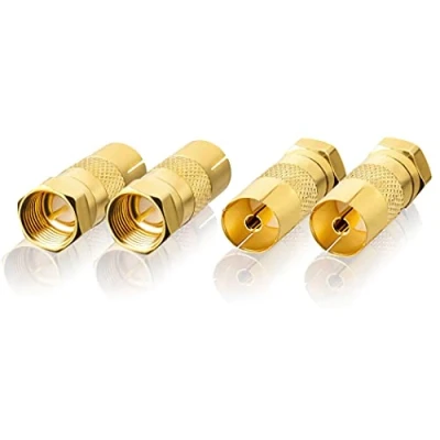 Abbildung von SEBSON SAT Antenne Adapter Set 4X F Stecker auf Koax Buchse (IEC) Antennenkabel für TV, Receiver, Kabelrouter mit Anschluss