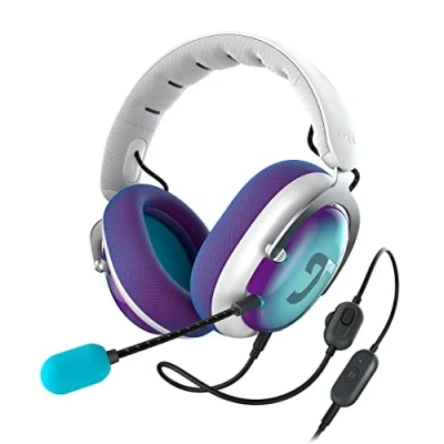 Abbildung von Teufel ZOLA Gaming Kopfhörer mit 7.1 USB Soundkarte, DTS Headphone:X® 2.0 Surround Sound,Einstellbarer Mikrofonarm HD Kondensator Mikrofon, PC, Bequeme Passform Hellgrau Violett