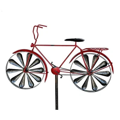 Abbildung von DanDiBo Gartenstecker Metall Fahrrad XL 160 cm Rot 96100 Shabby Windspiel Windrad Wetterfest Gartendeko Garten Gartenstab Bodenstecker