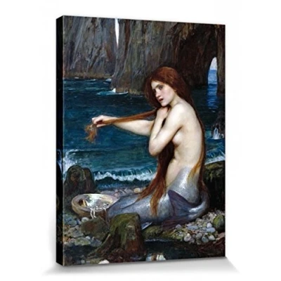 Abbildung von 1art1 John William Waterhouse Poster Die Meerjungfrau, 1900 Bilder Leinwand Bild Auf Keilrahmen XXL Wandbild Kunstdruck Als Leinwandbild 40x30 cm
