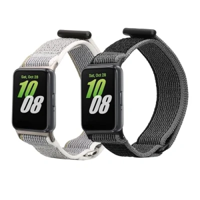Abbildung von kwmobile 2X Sportarmband kompatibel mit Samsung Galaxy Fit 3 Armband Sport Ersatzarmband Set aus Nylon für Fitnesstracker Schwarz Dunkelgrau Grün